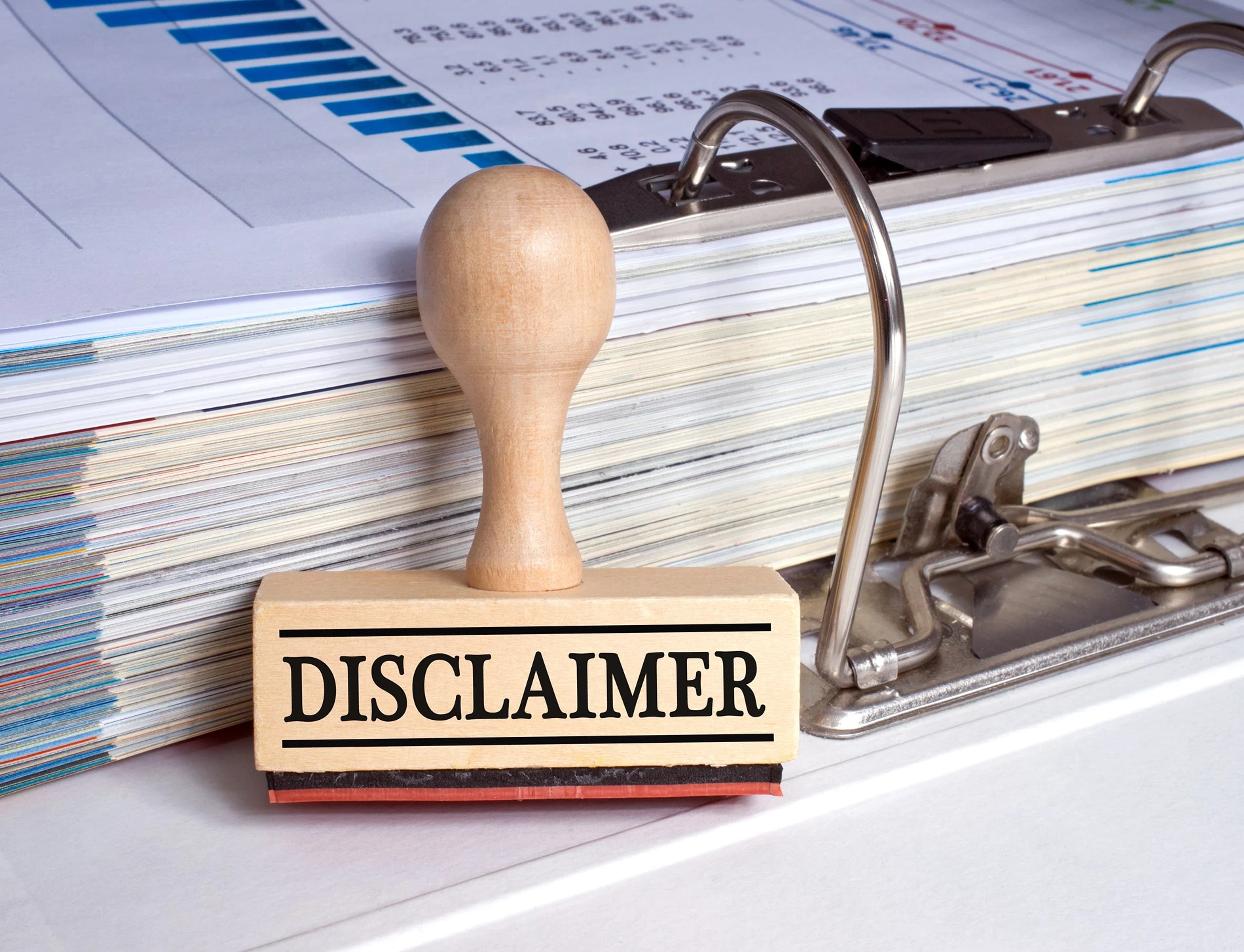 Legal disclaimer banner